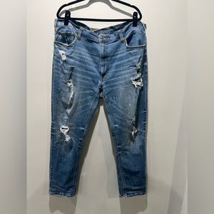 Damaged Blue Tapered-Fit Destructed Jeans